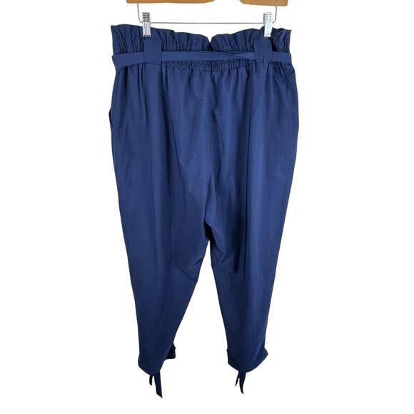 Grace Karin NWT Navy Blue High Rise Paperbag Skinny Cropped Belted Pants Sz 2XL - Picture 3 of 7